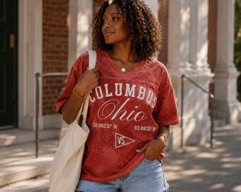 Columbus Football Jersey | Vintage College Town Shirt | Oversized Game Day Top | Custom Football Style Outfit | Saturday Apparel