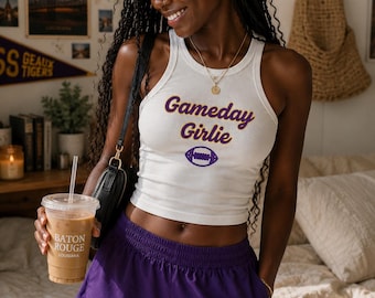 Gameday Girlie Tank Top | Football Season Crop Tank | Cute Game Day Outfit | Tailgate Tank Top | College Football Apparel