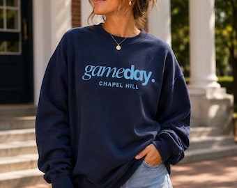 Chapel Hill North Carolina Game Day Sweatshirt, Vintage College Town Crewneck, Football Season Sweatshirt, Oversized Gameday Pullover