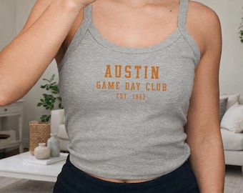 Canotta Austin Texas / Canotta a coste da donna / Outfit per il weekend di football americano / Abbigliamento per il tailgate in una città universitaria