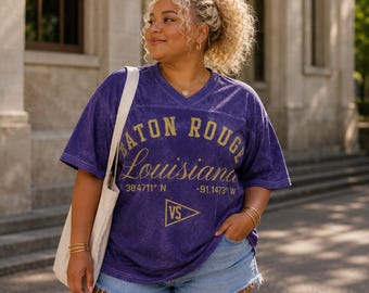 Baton Rouge Football Jersey | Vintage College Town Shirt | Oversized Game Day Outfit | Tailgate Jersey | Football Fan Apparel