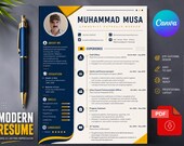 Modern Professional CV Canva Template | ATS Friendly Resume (PDF Download)