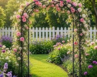 Gothic Garden Arbor Arch –Heavy Duty Metal Garden Arch For Climbing Plants | Wedding Archway Frame for Garden Backyard