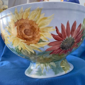 Sunflower bowl hand painted porcelain