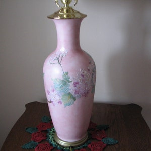 Hand Painted Porcelain Lamp with relief bird and Hydrangea flowers image 4