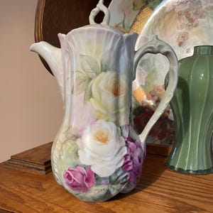Rose Tea pot hand painted porcelain