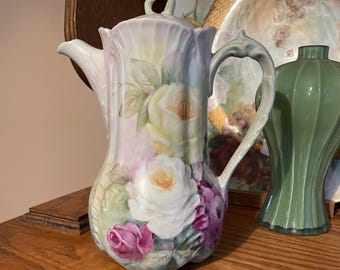 Rose Tea pot hand painted porcelain