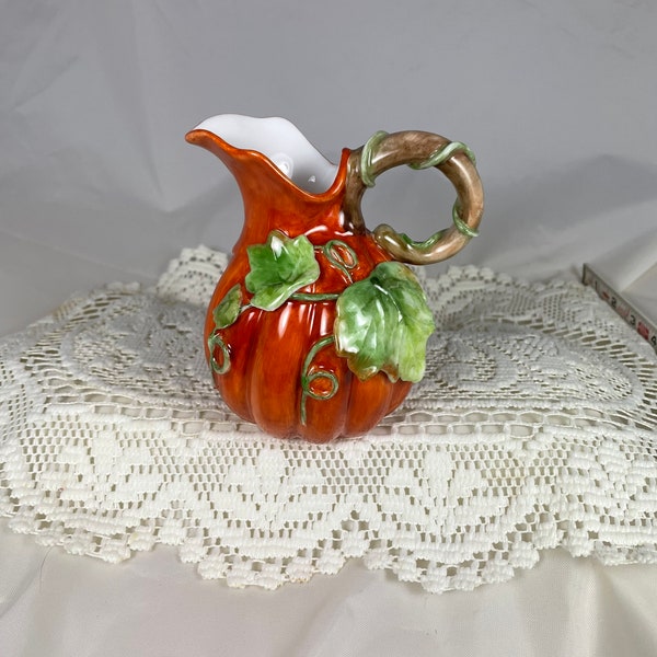 Pumpkin Pitcher hand painted porcelain