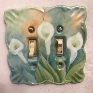 Calla lily double switch plate cover