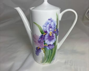 Tetera de porcelana pintada a mano con el iris