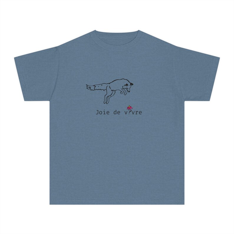 Joie de Vivre Fox Illustration Youth Tee | Playful Minimalist Kids Shirt image 5