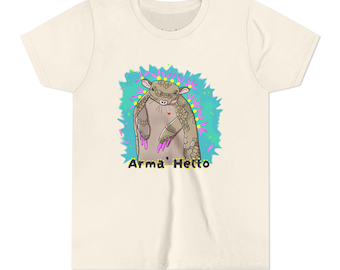 Hand-Drawn Armadillo Youth Tee | Quirky Animal Shirt for Kids