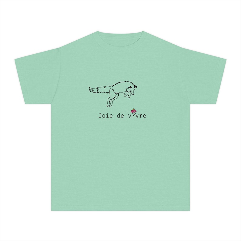 Joie de Vivre Fox Illustration Youth Tee | Playful Minimalist Kids Shirt image 3