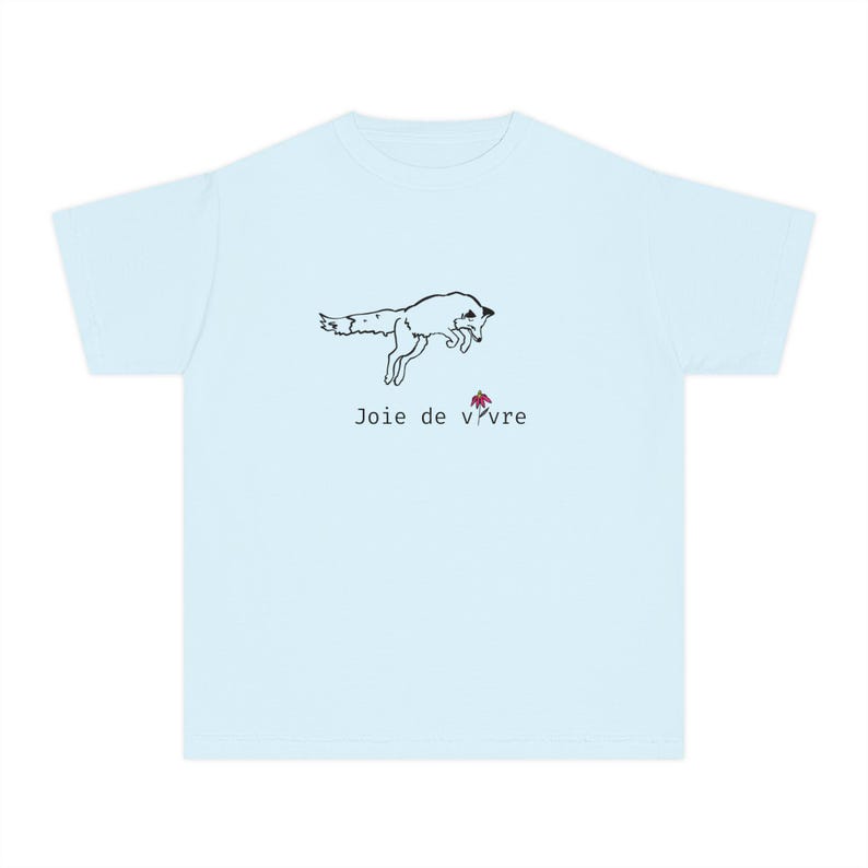Joie de Vivre Fox Illustration Youth Tee | Playful Minimalist Kids Shirt image 4