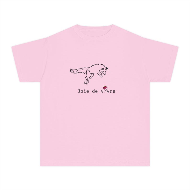 Joie de Vivre Fox Illustration Youth Tee | Playful Minimalist Kids Shirt image 7