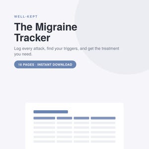 Migraine Tracker Printable | Headache Diary & Attack Log | Trigger, Medication Symptom Journal | Chronic Migraine PDF
