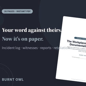 Workplace Harassment Documentation Binder, Incident Log for HR and EEOC, Retaliation and Evidence Tracker for Employees, Instant Download