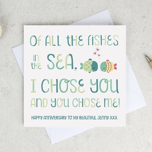 Jolie carte d'anniversaire « Tous les poissons de la mer » - carte d'anniversaire de pêche - carte de la Saint-Valentin - carte pour femme - carte pour mari