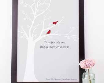 Friendship quote print, lovely gift for long distance friend, moving away or going away gift