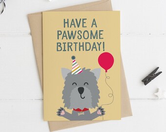 Cute Dog Pun Birthday Card 'Have a Pawsome Birthday'