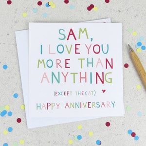 Funny Cat Anniversary Card - funny cat valentine - cat valentine - funny boyfriend card - funny anniversary card - cat lover card - uk
