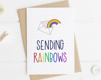 Sending Rainbows friendship support card - motivational positivity card for friends and family