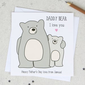 Daddy Bear Fathers Day Card - personalised card - card for daddy - fathers day - cute card - card for dad - bear card - cute bears - uk