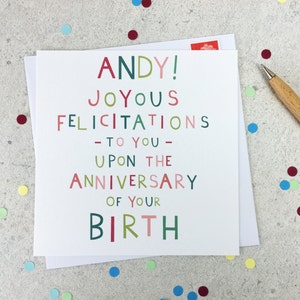 Tarjeta de cumpleaños divertida 'Felicitaciones alegres' - tarjeta personalizada - tarjeta de feliz cumpleaños - tarjeta de cumpleaños para un amigo - tarjeta divertida - reino unido
