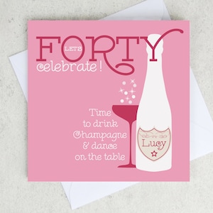Personalised 40th Birthday Champagne Card