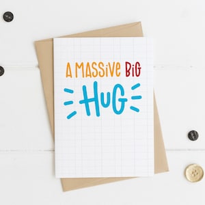 Massive Big Hug Card - vriendschapskaart - aan je denken - motiverende kaart - kaart voor vriend - knuffels sturen - positiviteitskaart - knuffelkaart