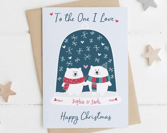 Personalised Snowglobe 'To the One I Love' Christmas Card - husband xmas card - wife xmas card - boyfriend xmas Card - girlfriend xmas card