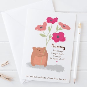 Carte personnalisée super mignonne pour maman « Même si je suis petite »