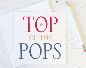 Funny Fathers Day Card - top of the pops - card for dad - fathers day - funny card - card for daddy - card for pop - funny card for dad