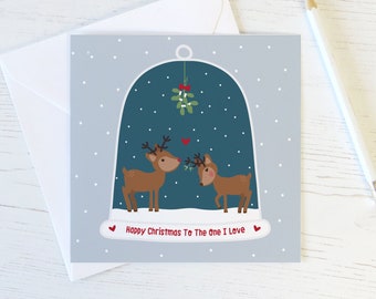 To The One I Love - Deer Snowglobe Xmas Card