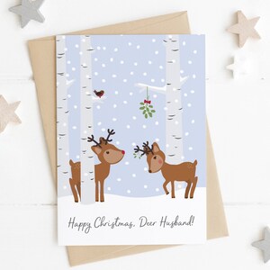Personalised Reindeer Love Christmas Card deer xmas card for Husband wife xmas card boyfriend Christmas Card girlfriend xmas card image 1
