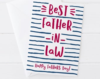 Father In Law card for Fathers Day - Best Father In Law - card for Partner's Dad - Dad In Law card