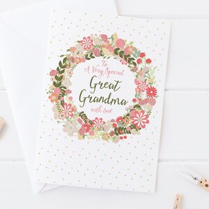 Bisavó muito especial / Bisavó / Bisavó / Bisavó - além de muitas outras variações - Cartão de aniversário ou mãe lindo floral