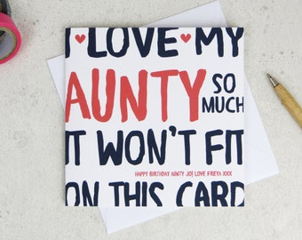 Funny Aunty Birthday Card - personalised card - card for aunty - birthday card - funny card - aunty birthday - uk