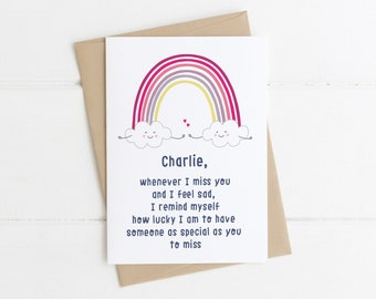 I Miss You - Rainbow Card - Somebody Special / Thinking Of You Friendship Personalised Card