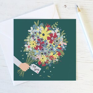 Carte bouquet de fleurs « Pour vous » - merci - une pensée pour vous