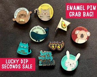 Mixed Set of Four Enamel Pin Badges - Lucky Dip Grab Bag - SECONDS SALE