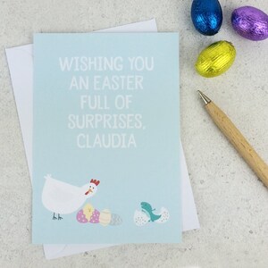 Surprise de Pâques drôle de carte de Pâques - carte de pâques personnalisée - carte de poulet - dinosaure - carte de pâques - carte de poulet drôle - oeufs de pâques