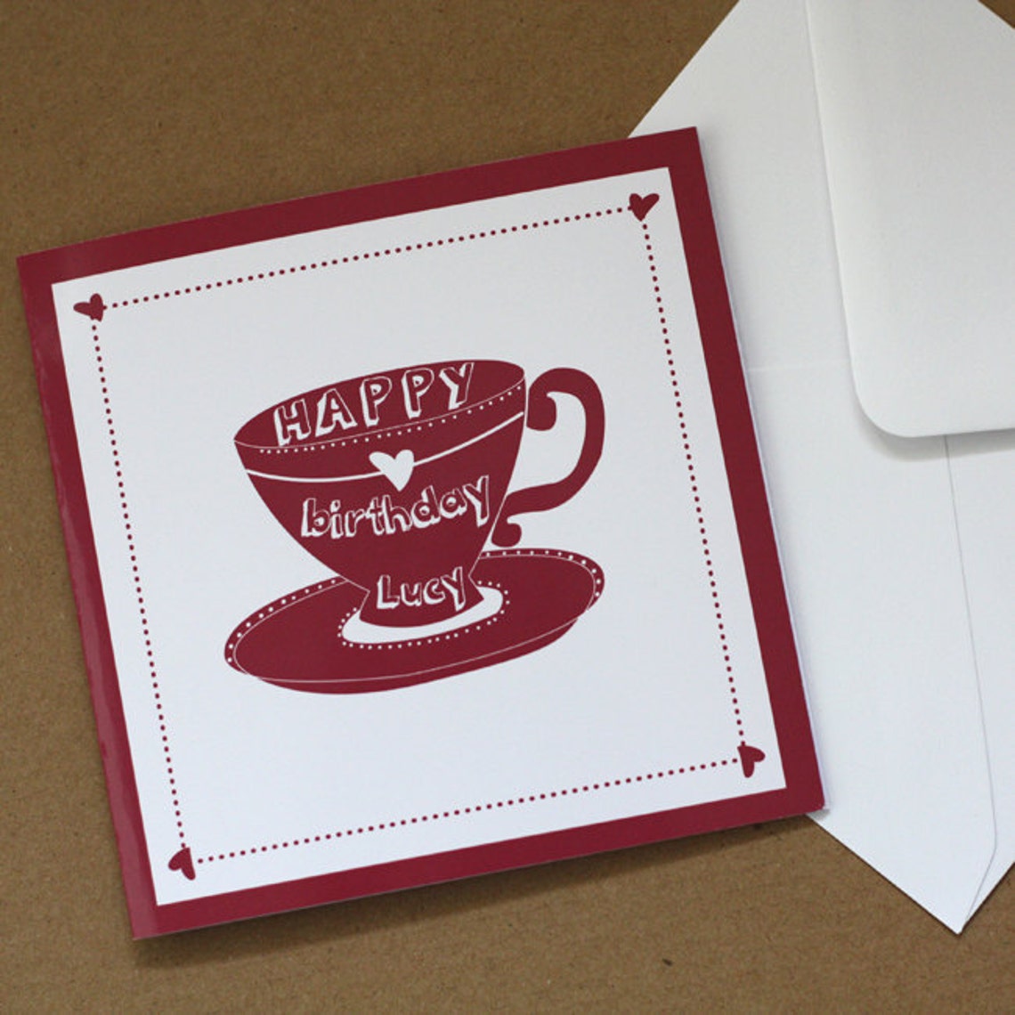 Teacup Birthday Card Personalized Card for Friend Tea Etsy