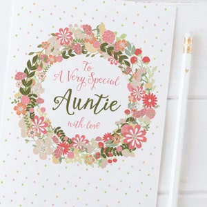 Pour une tante/tante/tante très spéciale - Jolie carte couronne de fleurs