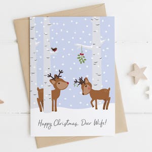Personalised Reindeer Love Christmas Card deer xmas card for Husband wife xmas card boyfriend Christmas Card girlfriend xmas card image 3