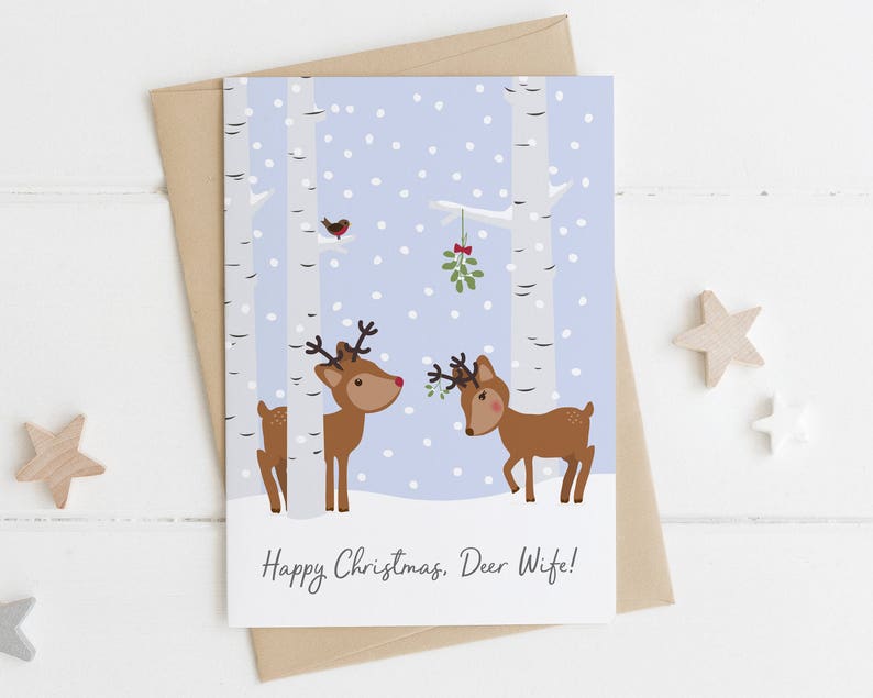 Personalised Reindeer Love Christmas Card deer xmas card for Husband wife xmas card boyfriend Christmas Card girlfriend xmas card image 3