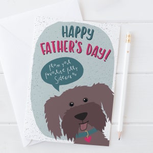 Biglietto per la festa del papà con cane dal suo aiutante peloso - biglietto cockapoo - spaniel - terrier - amante dei cani - papà cagnolino