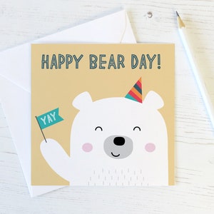 Cartão de aniversário engraçado com trocadilho "Feliz Dia do Urso"
