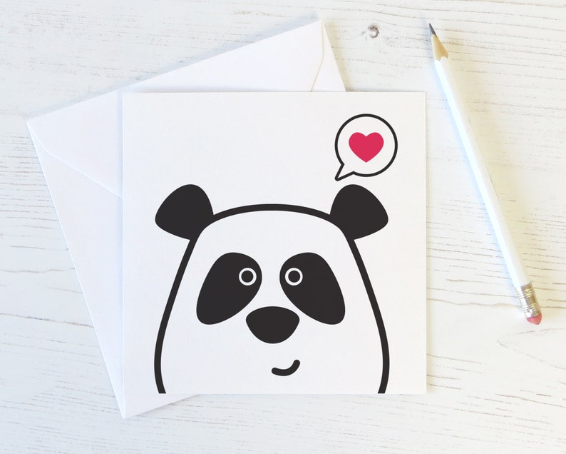 Panda Love Card panda valentines panda valentines day panda anniversary panda bear i love you card bear valentine cute panda image 1