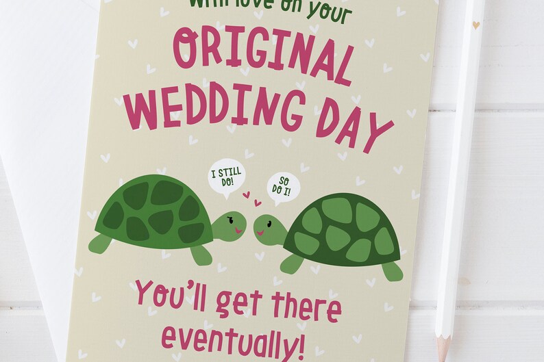 Postponed 2020 Wedding Cute Tortoises card 'You'll Get There Eventually' Cancelled 2020 Wedding Card send direct image 2